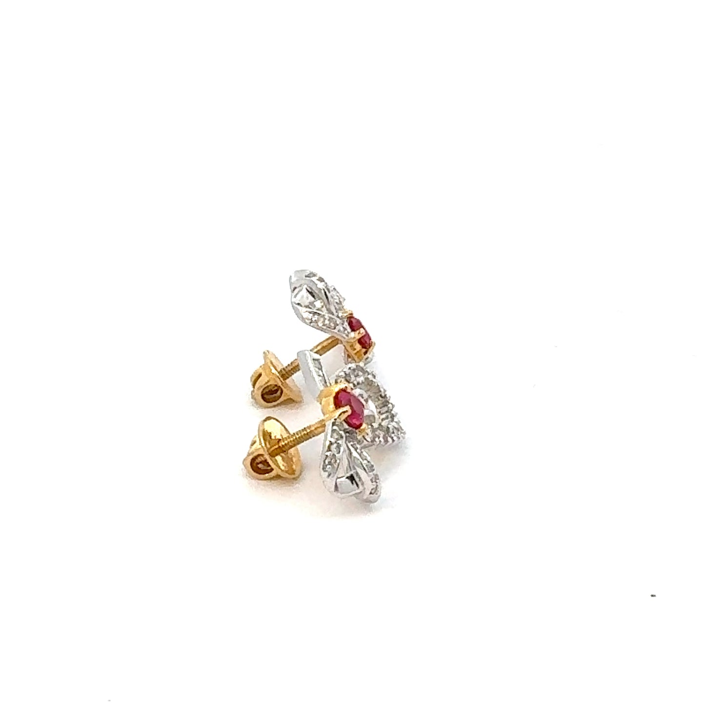 Natural Diamond & Ruby Bow Earrings